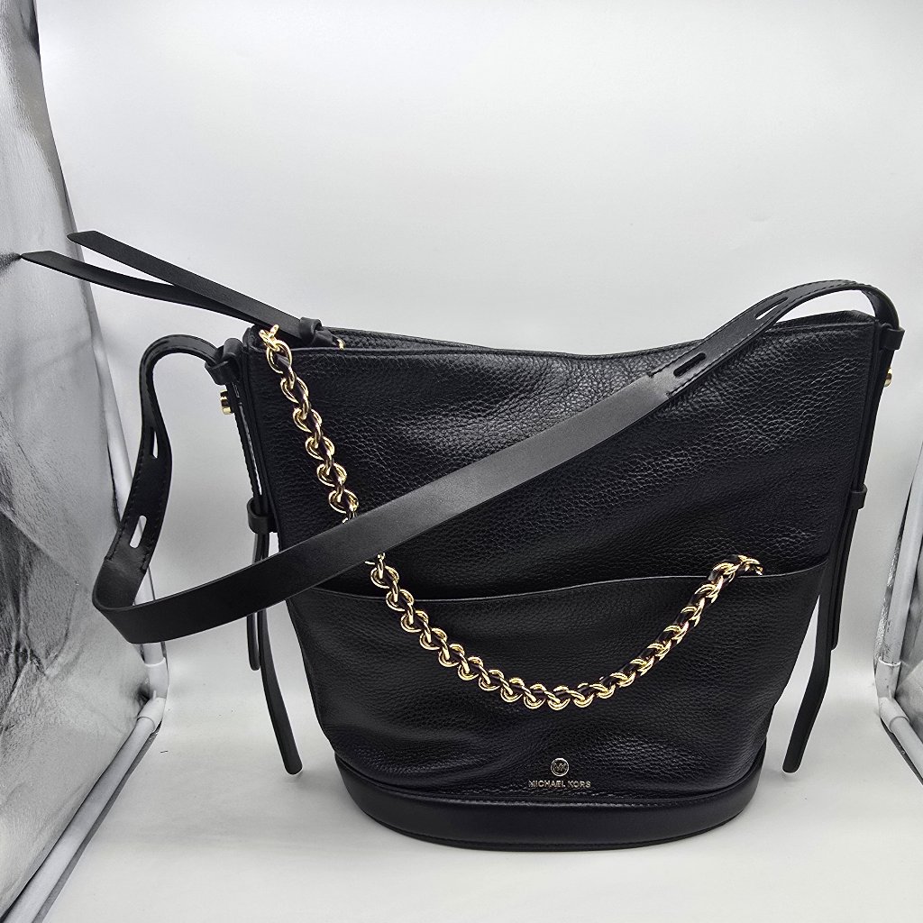 Michael Michael Kors Reese Large Pebbled Leather Shoulder Bag Black